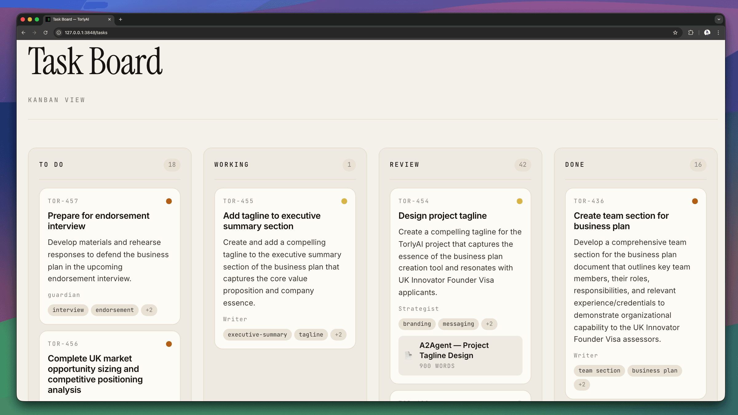 torly.ai / tasks