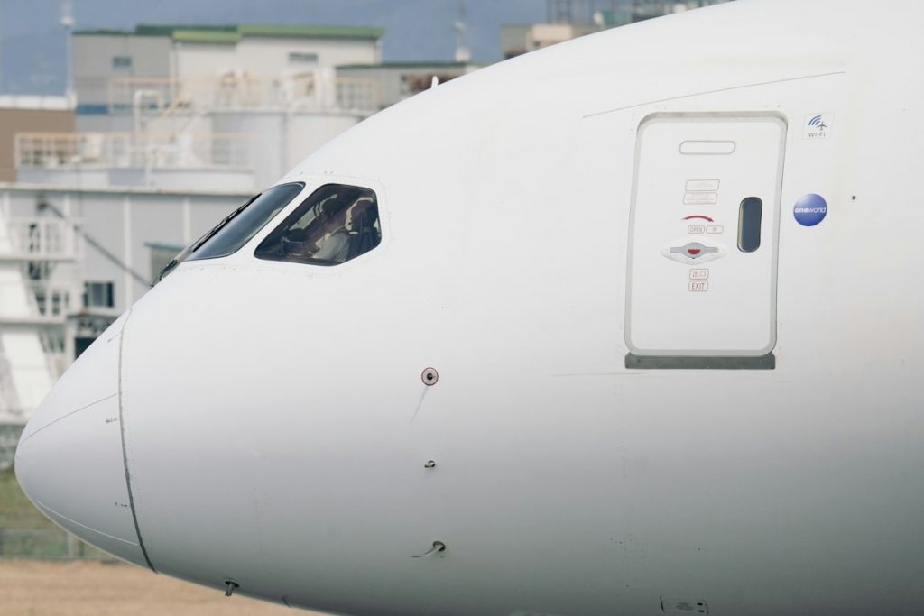 a close up of the nose of an airplane